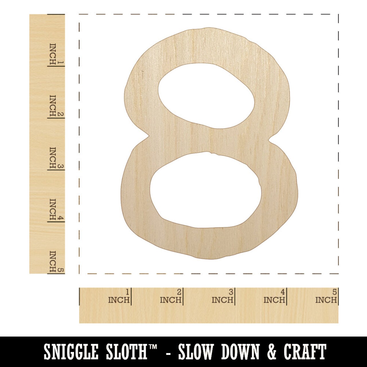 Number 8 Eight Cute Typewriter Font Unfinished Wood Shape Piece Cutout for DIY Craft Projects